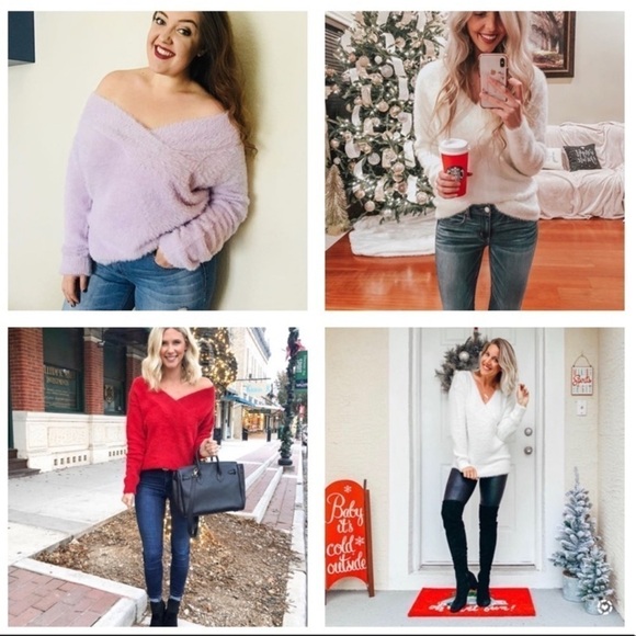 A New Day Pastel Purple Fuzzy Eyelash V Neck Long Sweater sz small - Picture 10 of 10